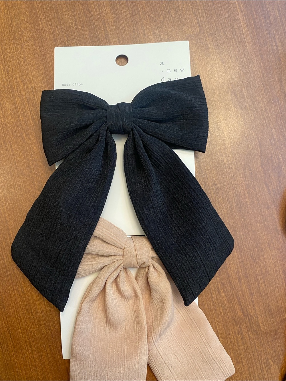 A New Day Black & Beige Bow Hair Clips Set